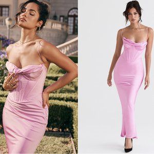 HOUSE OF CB 'Charmaine' Pink Corset Maxi Dress NWOT